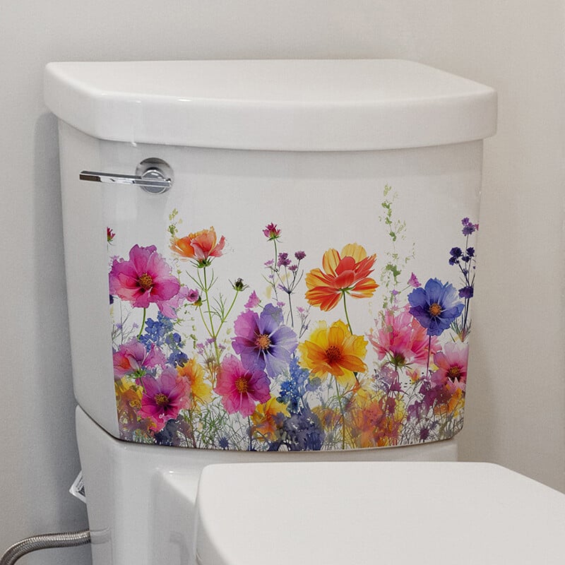 Spalvoti gėlių tualeto lipdukai Nuimami vonios kambario tualeto dangtelio lipdukai Lipdukai sienų lipdukai, skirti namų dekoravimui