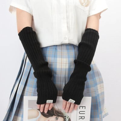 Ženske Y2K modne rukavice bez prstiju Bijele crne Cosplay Anime rukavice Zimski grijači za ruke Gotičke Harajuku pletene rukavice za ruke