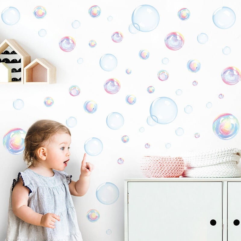 1 set de 2 bucăți autocolante cu bule de perete autocolante pentru baie oceanică sub mare, petrecere de aniversare, artă de perete, decor DIY, fundal oceanic