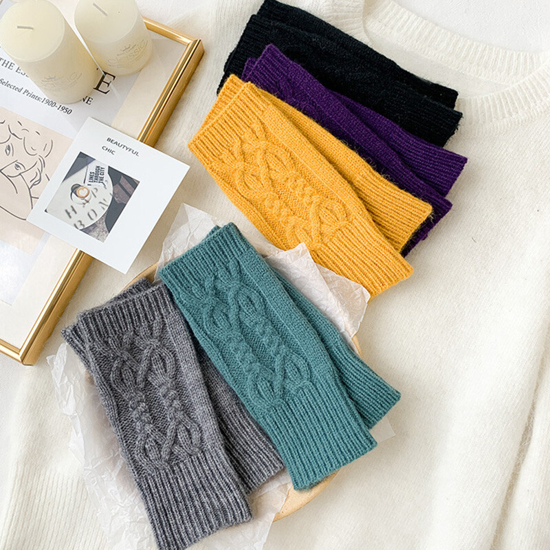 Pletene rukavice s pola prsta Jesen Zima Tople vunene Rukavice bez prstiju Muškarci Žene Višeslojne mekane rukavice Grijalice za rukavice