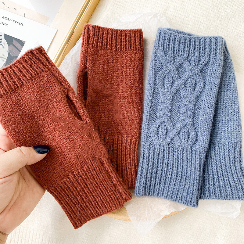 Pletene rukavice s pola prsta Jesen Zima Tople vunene Rukavice bez prstiju Muškarci Žene Višeslojne mekane rukavice Grijalice za rukavice