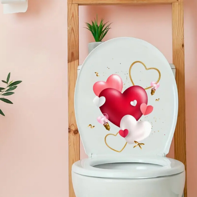 1 gab mīlestības dekoratīvās tualetes uzlīmes Vienkāršas noņemamas drukātas uzlīmes, mājas dekorēšanas uzlīmes
