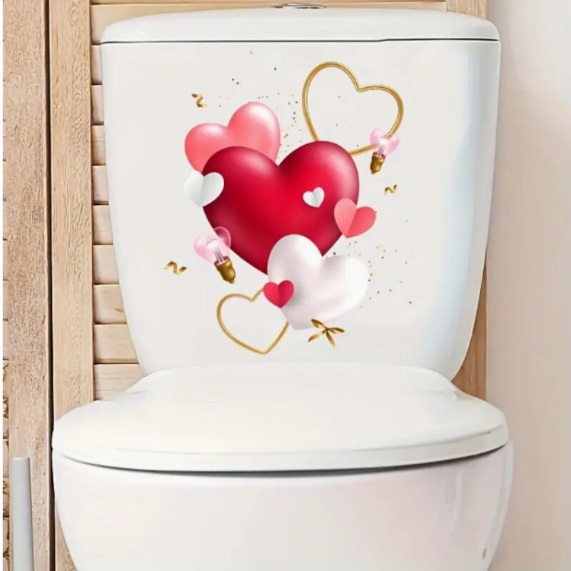 1 gab mīlestības dekoratīvās tualetes uzlīmes Vienkāršas noņemamas drukātas uzlīmes, mājas dekorēšanas uzlīmes