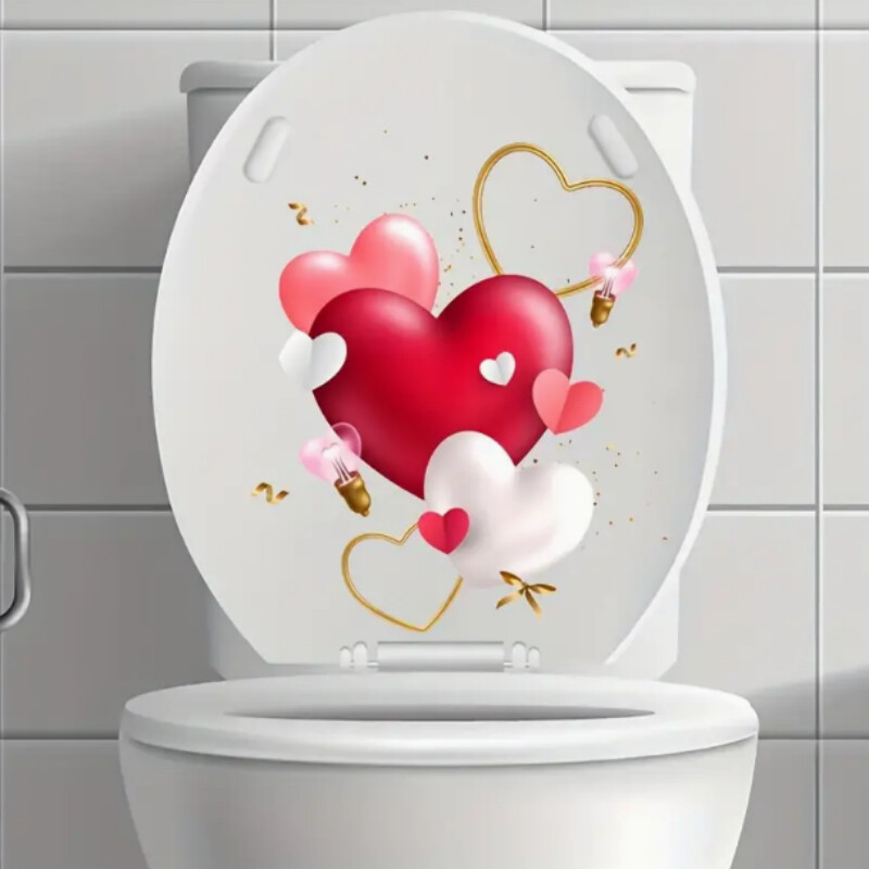 1 gab mīlestības dekoratīvās tualetes uzlīmes Vienkāršas noņemamas drukātas uzlīmes, mājas dekorēšanas uzlīmes