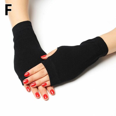 Γυναικεία μισά δάχτυλα χεριών πιο ζεστά γάντια χωρίς δάχτυλα αστραφτερά πλεκτά γάντια χειμώνα μαύρο στρας