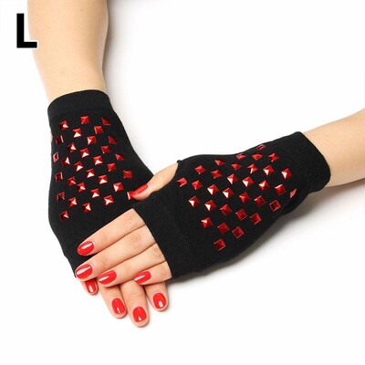 Γυναικεία μισά δάχτυλα χεριών πιο ζεστά γάντια χωρίς δάχτυλα αστραφτερά πλεκτά γάντια χειμώνα μαύρο στρας