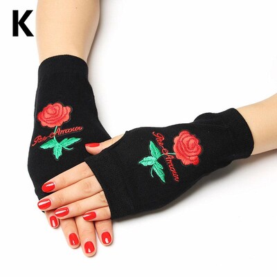 Γυναικεία μισά δάχτυλα χεριών πιο ζεστά γάντια χωρίς δάχτυλα αστραφτερά πλεκτά γάντια χειμώνα μαύρο στρας