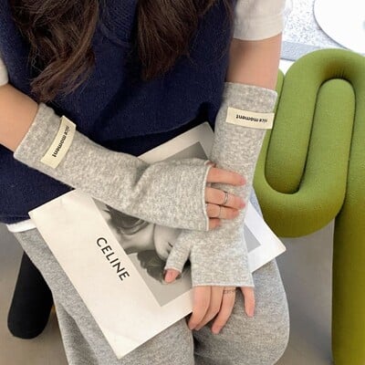Mănuși tricotate în stil coreean fără degete Mănuși calde pentru braț Maneci pentru încheietura mâinii Mănuși anime Harajuku Mănuși pentru femei de cașmir de culoare pură