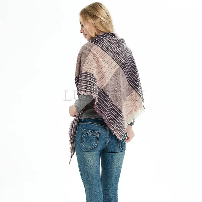 Dizains Zīmols Sieviešu Šalle Mode Plaids Ziemas Kašmira Šalles Lady Pashmina Šalle Aptin kakls Silta Bandana Foulard