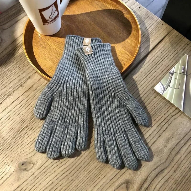 1 páry dámskych vonkajších jesenných zimných rukavíc, zelených, elegantných, teplých, dotykových, ležérnych, dlhých, bielych, vintage, pletených rukavíc