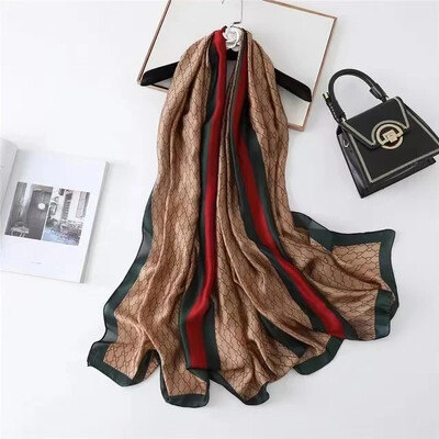 Divat selyem sál női kendő Új nyomtatás Senior Sense Pakolások női őszi és téli vékony temperamentum kendő sima hidzsábokkal