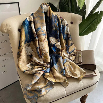 Divat selyem sál női kendő Új nyomtatás Senior Sense Pakolások női őszi és téli vékony temperamentum kendő sima hidzsábokkal