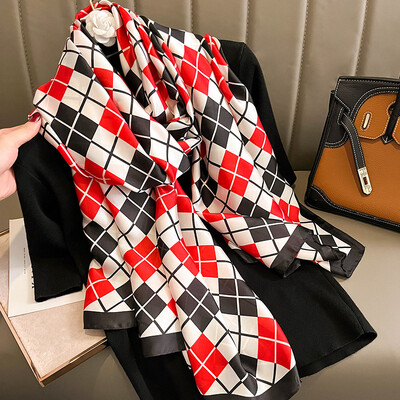 Divat selyem sál női kendő Új nyomtatás Senior Sense Pakolások női őszi és téli vékony temperamentum kendő sima hidzsábokkal