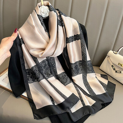 Divat selyem sál női kendő Új nyomtatás Senior Sense Pakolások női őszi és téli vékony temperamentum kendő sima hidzsábokkal