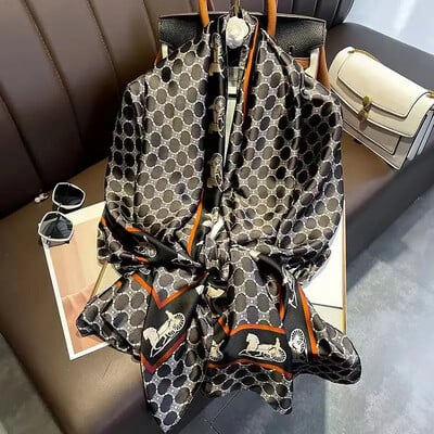 Divat selyem sál női kendő Új nyomtatás Senior Sense Pakolások női őszi és téli vékony temperamentum kendő sima hidzsábokkal