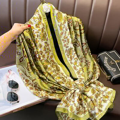 Divat selyem sál női kendő Új nyomtatás Senior Sense Pakolások női őszi és téli vékony temperamentum kendő sima hidzsábokkal