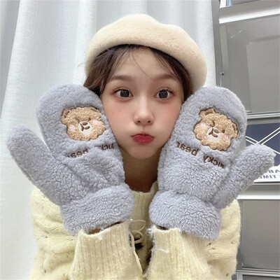 Mănuși de iarnă pentru femei, căptușite cu polar, pentru studenți, cu șapte stele, rezistente la vânt