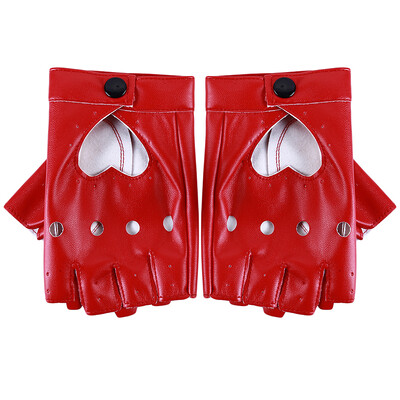 Új, 2023-as női ujjatlan vezetés, PU bőrkesztyű, motoros Cool Rivet Szexi diszkó táncos rock and roll fekete piros fehér punk kesztyű