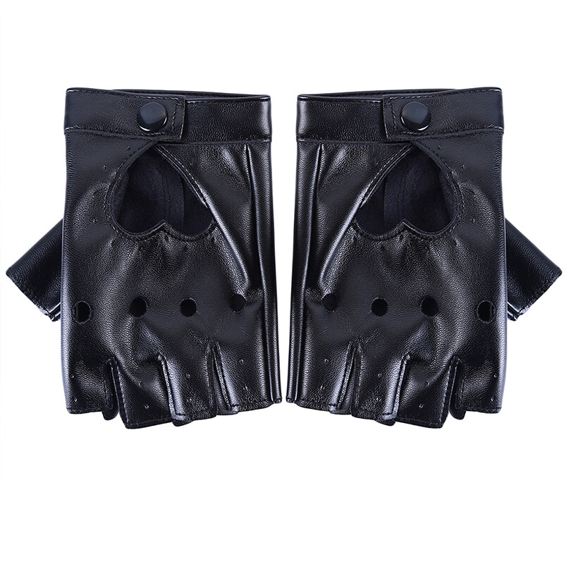 Új, 2023-as női ujjatlan vezetés, PU bőrkesztyű, motoros Cool Rivet Szexi diszkó táncos rock and roll fekete piros fehér punk kesztyű