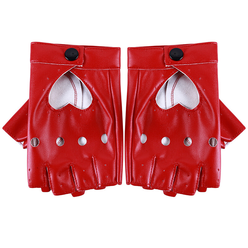 Új, 2023-as női ujjatlan vezetés, PU bőrkesztyű, motoros Cool Rivet Szexi diszkó táncos rock and roll fekete piros fehér punk kesztyű
