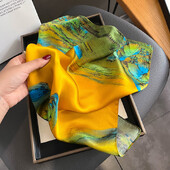 100%-ban természetes, valódi selyem sál női új nyomtatású nyakú hajpánt négyzet alakú kendő, nyakkendő, női hidzsáb poncsó bandana fejpánt 2024