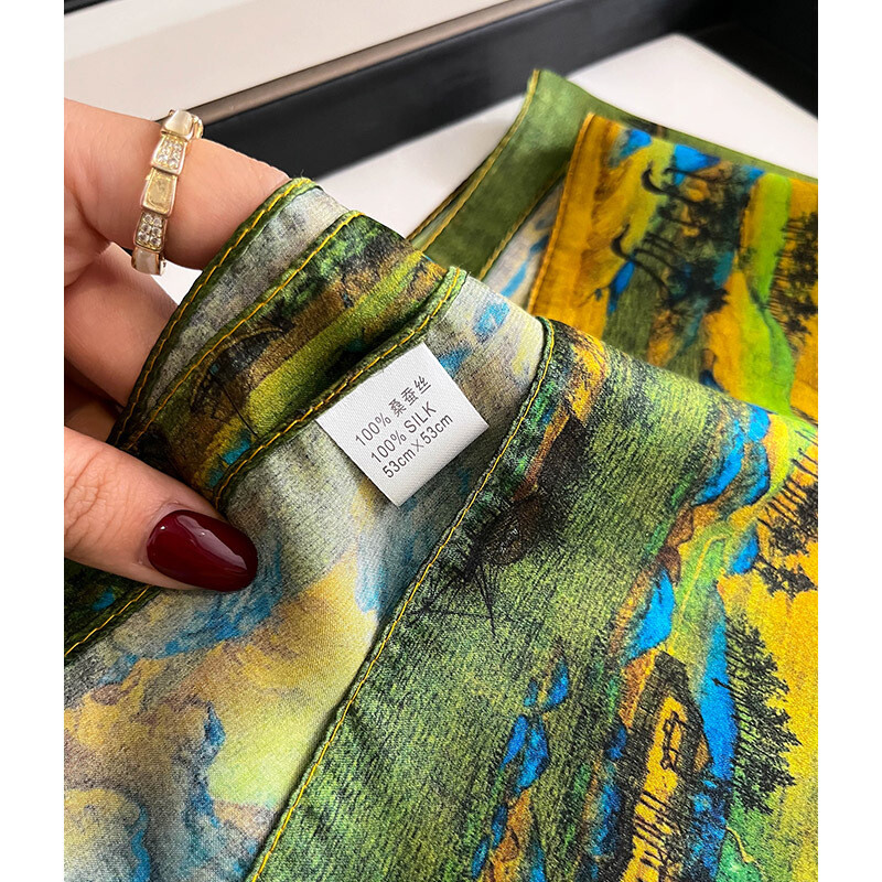 100%-ban természetes, valódi selyem sál női új nyomtatású nyakú hajpánt négyzet alakú kendő, nyakkendő, női hidzsáb poncsó bandana fejpánt 2024