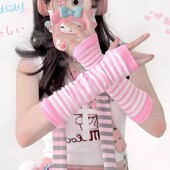 Mănuși lungi fără degete noi pentru femei, cu jumătate de deget, toamnă, iarnă, încălzitor de braț, cu dungi tricotate, mână, mânecă, cadou de Crăciun