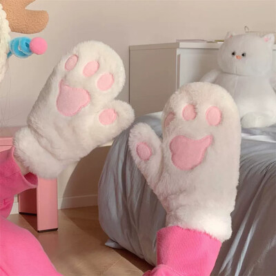 Rajzfilm Aranyos macska karmos mancs kesztyű női plüss ujjatlan meleg puha plüss rövid ujjatlan bolyhos medve macska kesztyű jelmez fél ujj