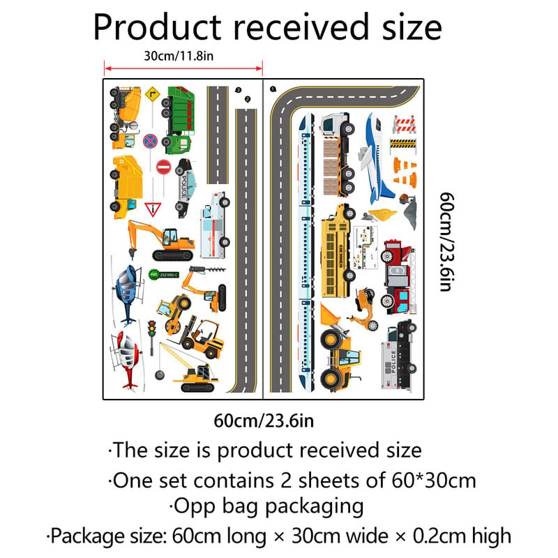 2 ks Nástenná samolepka s kresleným autom, letecké inžinierstvo, auto do materskej školy, detská izba, spálňa, dekorácia, nástenná maľba z PVC, nálepka na stenu