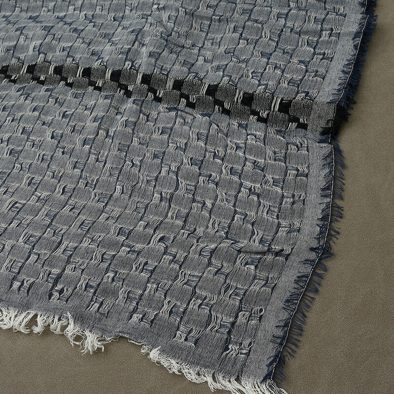 Sál Férfi Pamut Kockás Tavaszi Őszi Sálak Bojt kétrétegű Férfi sál 105x180cm