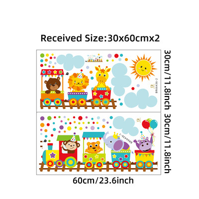 Animale drăguțe din desene animate Tren Soare Nori Autocolante de perete pentru camera copiilor Decalcomanii de perete pentru cameră pentru copii de pepinieră Autocolante decorative pentru casă Decor