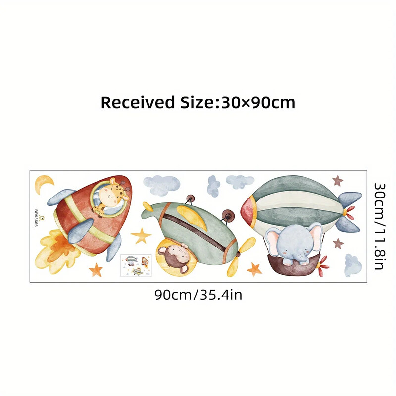 1kom Crtani slon, životinja, raketa, avion, zidne naljepnice za dječju sobu, dječja soba, zidne naljepnice za dječju sobu, dnevnu sobu