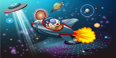 Tapet personalizat univers de desene animate cer înstelat nori astronaut pentru decorarea camerei copilului fundal TV autocolante 3D hârtie de perete