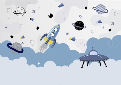 Tapet personalizat univers de desene animate cer înstelat nori astronaut pentru decorarea camerei copilului fundal TV autocolante 3D hârtie de perete