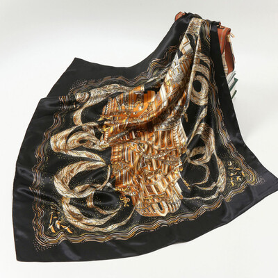 90*90 cm madingi šilko kaklaskarės moteriškos foulard aikštės būstinė Moteriška skara apvyniojama duslintuvas pareo Bandanna moteriška šifono hidžabo mergina