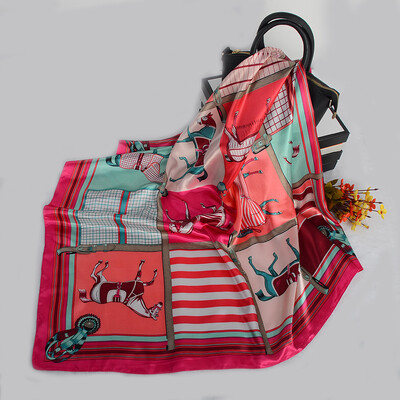 90*90 cm madingi šilko kaklaskarės moteriškos foulard aikštės būstinė Moteriška skara apvyniojama duslintuvas pareo Bandanna moteriška šifono hidžabo mergina