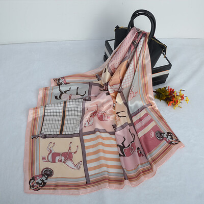 90*90 cm madingi šilko kaklaskarės moteriškos foulard aikštės būstinė Moteriška skara apvyniojama duslintuvas pareo Bandanna moteriška šifono hidžabo mergina