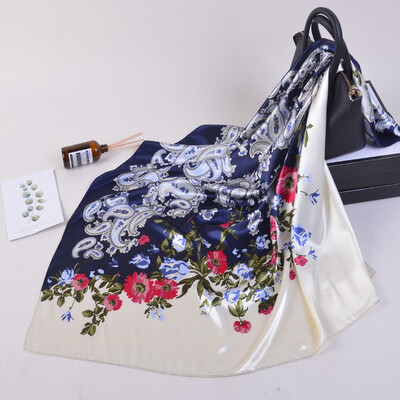 90*90 cm madingi šilko kaklaskarės moteriškos foulard aikštės būstinė Moteriška skara apvyniojama duslintuvas pareo Bandanna moteriška šifono hidžabo mergina