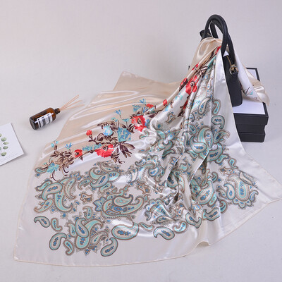 90*90 cm madingi šilko kaklaskarės moteriškos foulard aikštės būstinė Moteriška skara apvyniojama duslintuvas pareo Bandanna moteriška šifono hidžabo mergina