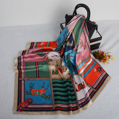 90*90 cm madingi šilko kaklaskarės moteriškos foulard aikštės būstinė Moteriška skara apvyniojama duslintuvas pareo Bandanna moteriška šifono hidžabo mergina