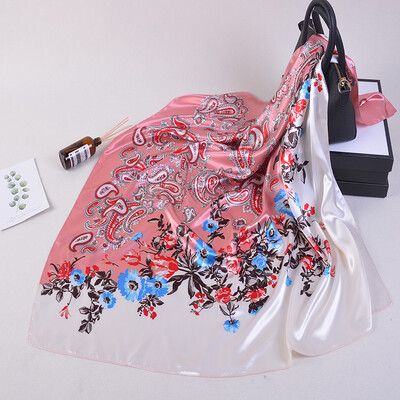 90*90 cm madingi šilko kaklaskarės moteriškos foulard aikštės būstinė Moteriška skara apvyniojama duslintuvas pareo Bandanna moteriška šifono hidžabo mergina