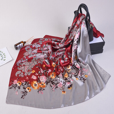 90*90 cm madingi šilko kaklaskarės moteriškos foulard aikštės būstinė Moteriška skara apvyniojama duslintuvas pareo Bandanna moteriška šifono hidžabo mergina