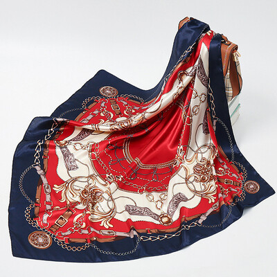 90*90 cm madingi šilko kaklaskarės moteriškos foulard aikštės būstinė Moteriška skara apvyniojama duslintuvas pareo Bandanna moteriška šifono hidžabo mergina