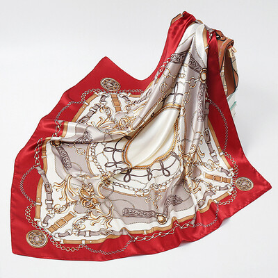 90*90 cm madingi šilko kaklaskarės moteriškos foulard aikštės būstinė Moteriška skara apvyniojama duslintuvas pareo Bandanna moteriška šifono hidžabo mergina