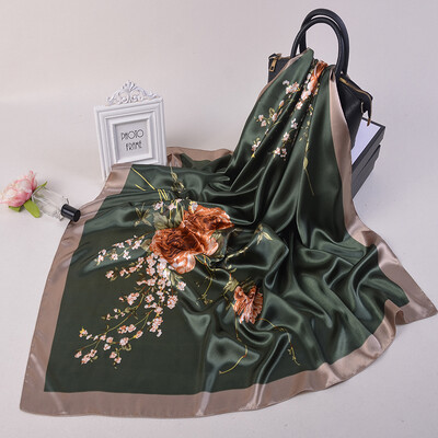 90*90 cm madingi šilko kaklaskarės moteriškos foulard aikštės būstinė Moteriška skara apvyniojama duslintuvas pareo Bandanna moteriška šifono hidžabo mergina