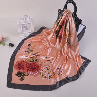 90*90 cm madingi šilko kaklaskarės moteriškos foulard aikštės būstinė Moteriška skara apvyniojama duslintuvas pareo Bandanna moteriška šifono hidžabo mergina