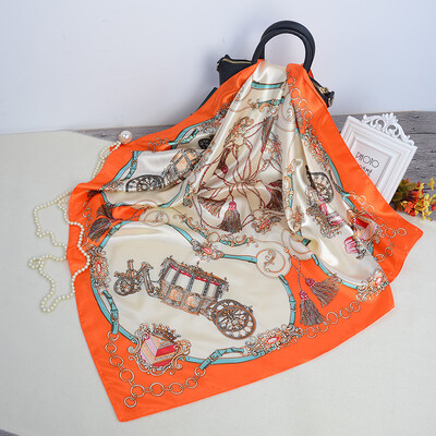 90*90 cm madingi šilko kaklaskarės moteriškos foulard aikštės būstinė Moteriška skara apvyniojama duslintuvas pareo Bandanna moteriška šifono hidžabo mergina