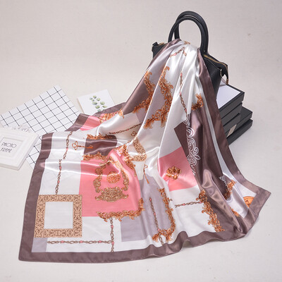 90*90 cm madingi šilko kaklaskarės moteriškos foulard aikštės būstinė Moteriška skara apvyniojama duslintuvas pareo Bandanna moteriška šifono hidžabo mergina