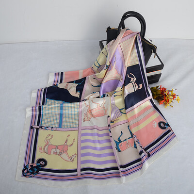 90*90 cm madingi šilko kaklaskarės moteriškos foulard aikštės būstinė Moteriška skara apvyniojama duslintuvas pareo Bandanna moteriška šifono hidžabo mergina