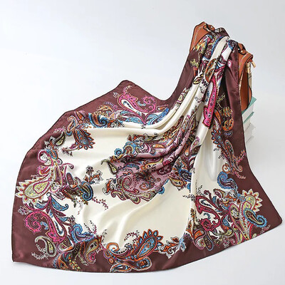 90*90 cm madingi šilko kaklaskarės moteriškos foulard aikštės būstinė Moteriška skara apvyniojama duslintuvas pareo Bandanna moteriška šifono hidžabo mergina